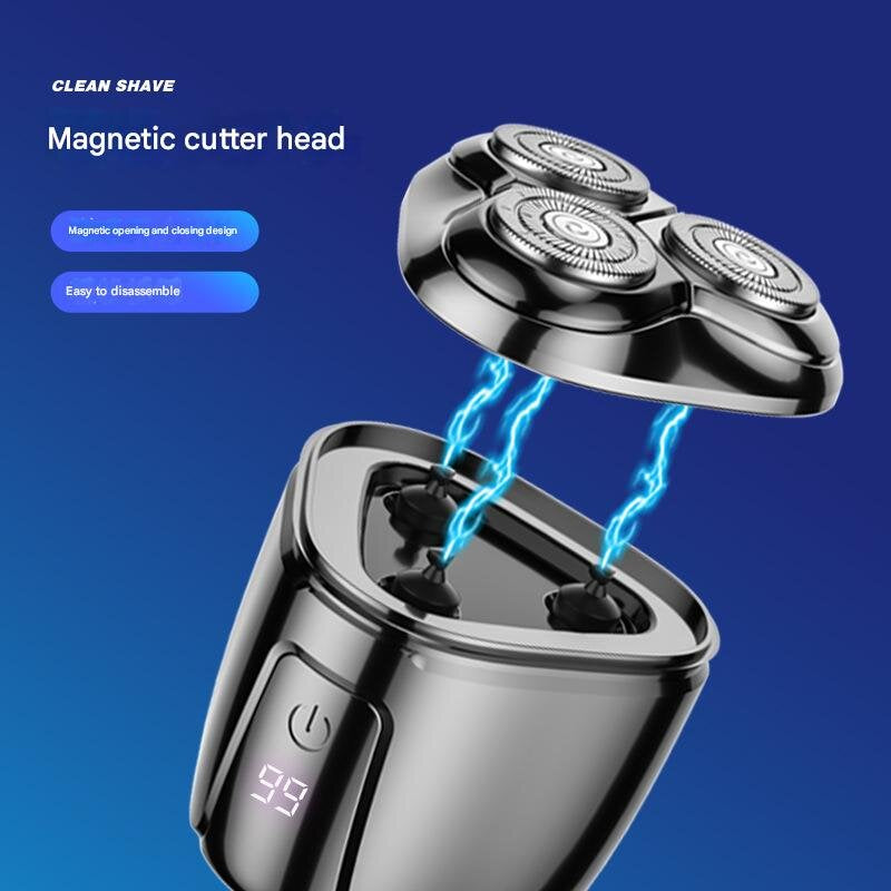 Orange Mini Electric Shaver for Men - Portable & Rechargeable Razor for Travel