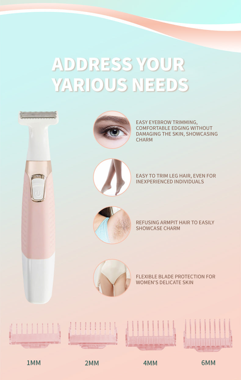 Blue Electric Shaver for Women - USB Rechargeable, Painless Hair Removal