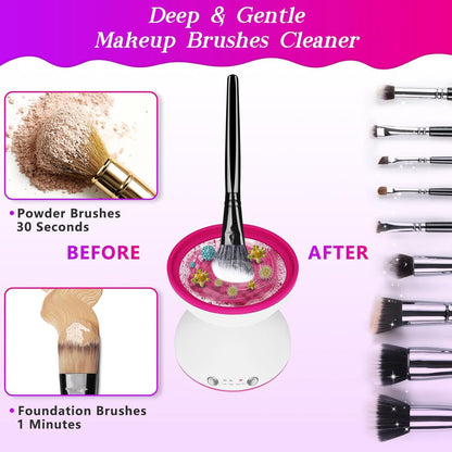 White Electric Makeup Brush Cleaner - Fast & Deep Cleaning, USB Powered