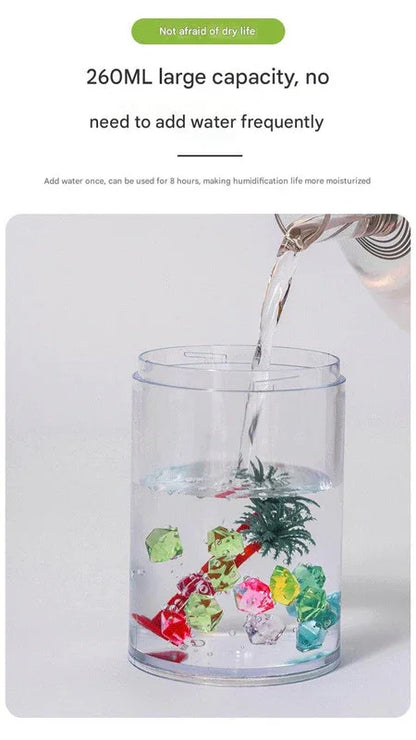 Pink Mini USB Micro Landscape Humidifier - 260ml Cool Mist Maker with LED Light - Mekamart Australia