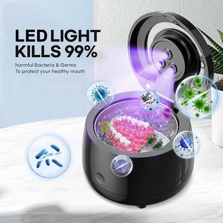 White Ultrasonic Cleaner with UV Light for Dentures, Aligners & Jewelry - Mekamart Australia