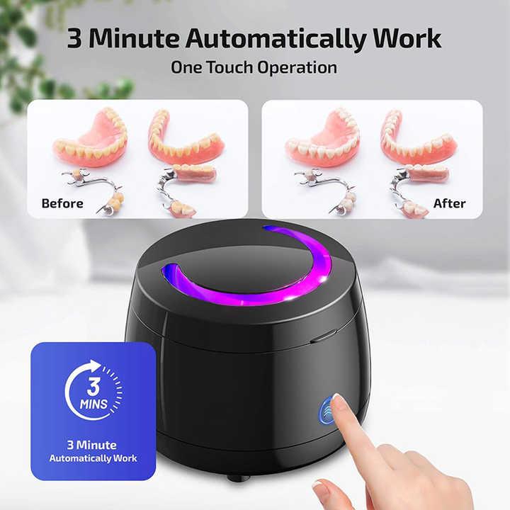 White Ultrasonic Cleaner with UV Light for Dentures, Aligners & Jewelry - Mekamart Australia