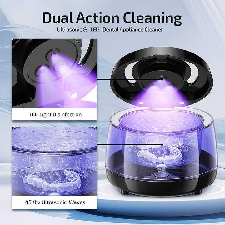 White Ultrasonic Cleaner with UV Light for Dentures, Aligners & Jewelry - Mekamart Australia
