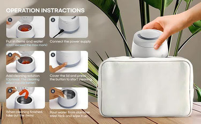 White Ultrasonic Cleaner with UV Light for Dentures, Aligners & Jewelry - Mekamart Australia