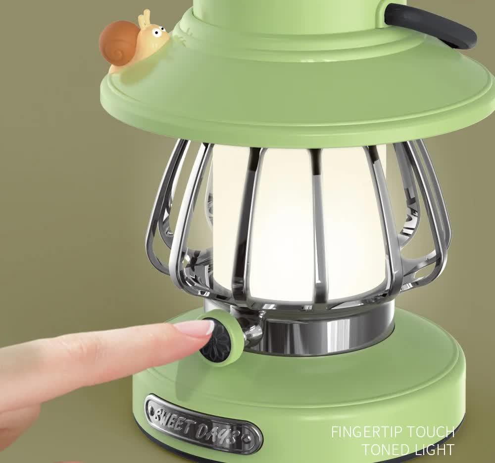 Purple Retro Snail Night Light - Portable Rechargeable Camping Lantern with Hook, 3-Color Dimming - Mekamart Australia