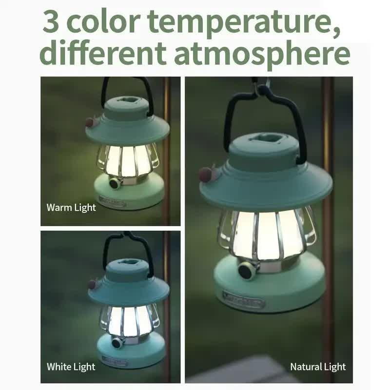 Purple Retro Snail Night Light - Portable Rechargeable Camping Lantern with Hook, 3-Color Dimming - Mekamart Australia
