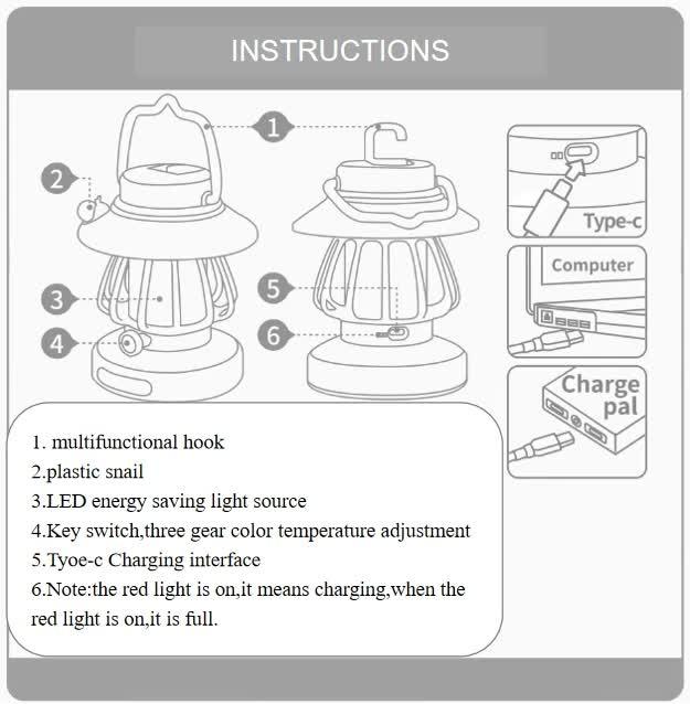 Purple Retro Snail Night Light - Portable Rechargeable Camping Lantern with Hook, 3-Color Dimming - Mekamart Australia