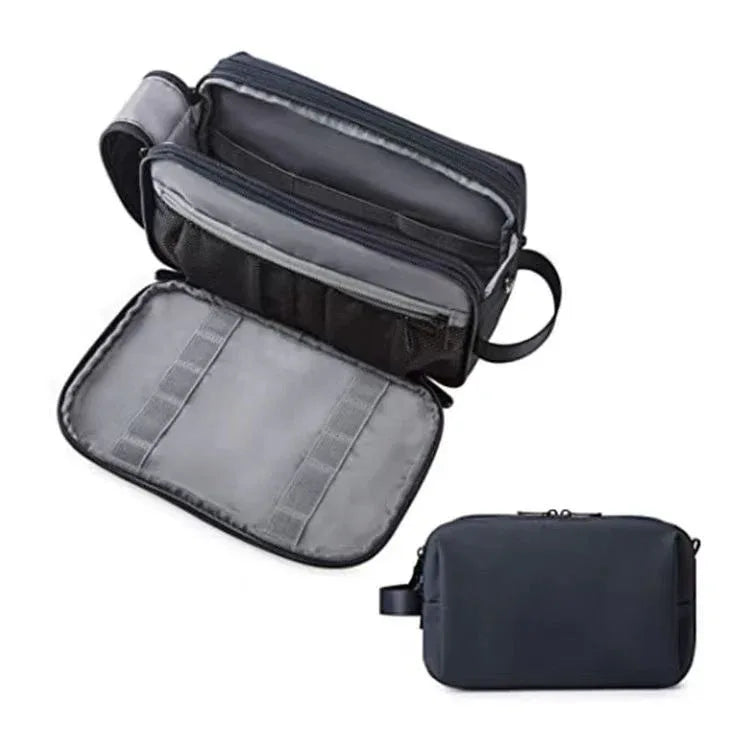 Dark Blue Stylish Waterproof Travel Toiletry Bag Organizer - Large Capacity Shaving Kit & Makeup Case(Makeup is a prop for shooting and is not included) - Mekamart Australia