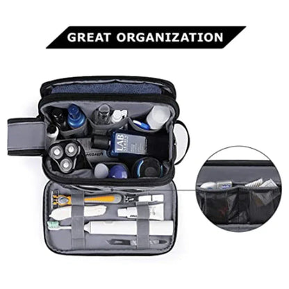 Dark Blue Stylish Waterproof Travel Toiletry Bag Organizer - Large Capacity Shaving Kit & Makeup Case(Makeup is a prop for shooting and is not included) - Mekamart Australia