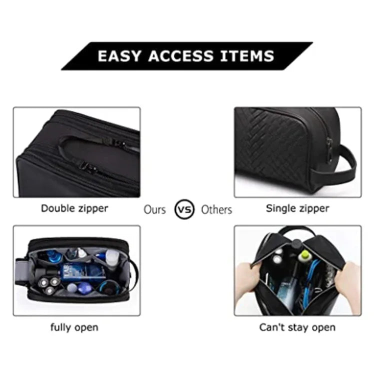 Dark Blue Stylish Waterproof Travel Toiletry Bag Organizer - Large Capacity Shaving Kit & Makeup Case(Makeup is a prop for shooting and is not included) - Mekamart Australia