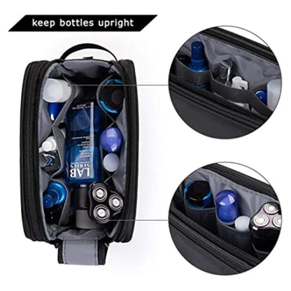 Dark Blue Stylish Waterproof Travel Toiletry Bag Organizer - Large Capacity Shaving Kit & Makeup Case(Makeup is a prop for shooting and is not included) - Mekamart Australia