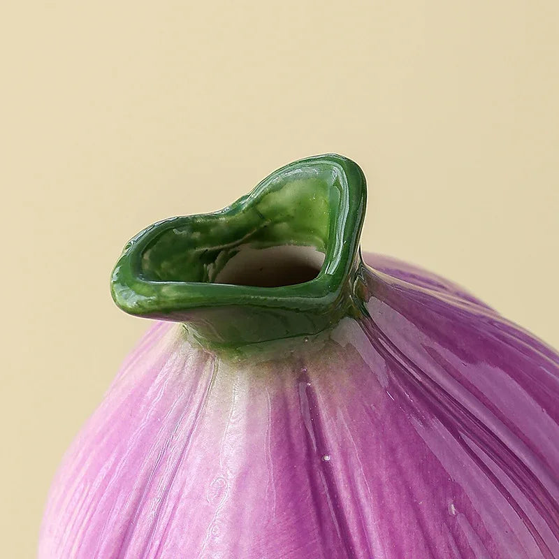2 Pcs Purple Creative Onion-Shaped Ceramic Vase for Hydroponic Plants - Cute INS Style Floral Decor for Living Room or Office - Mekamart Australia