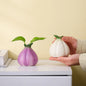 2 Pcs Creative Onion-Shaped Ceramic Vase for Hydroponic Plants - Cute INS Style Floral Decor for Living Room or Office(1 purple + 1 white) - Mekamart Australia