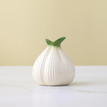 2 Pcs Creative Onion-Shaped Ceramic Vase for Hydroponic Plants - Cute INS Style Floral Decor for Living Room or Office(1 purple + 1 white) - Mekamart Australia