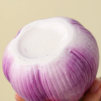 2 Pcs Creative Onion-Shaped Ceramic Vase for Hydroponic Plants - Cute INS Style Floral Decor for Living Room or Office(1 purple + 1 white) - Mekamart Australia