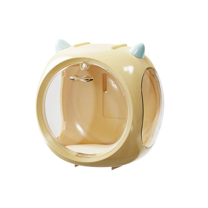 Yellow And Blue Horn Acrylic Blind Box Display Case - Transparent Dustproof Storage for Figures and Collectibles(The model is a shooting prop and is not included) - Mekamart Australia