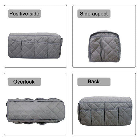 2 Pcs Black Quilted Sofa Armrest Organizer Caddy - Multi-Pocket Remote Control Holder Bag - Mekamart Australia