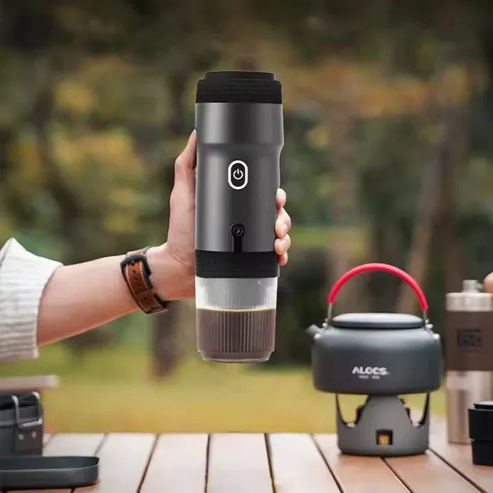 White 3-in-1 Portable Electric Espresso Maker - Rechargeable Travel Coffee Machine for Capsules & Ground Coffee - Mekamart Australia
