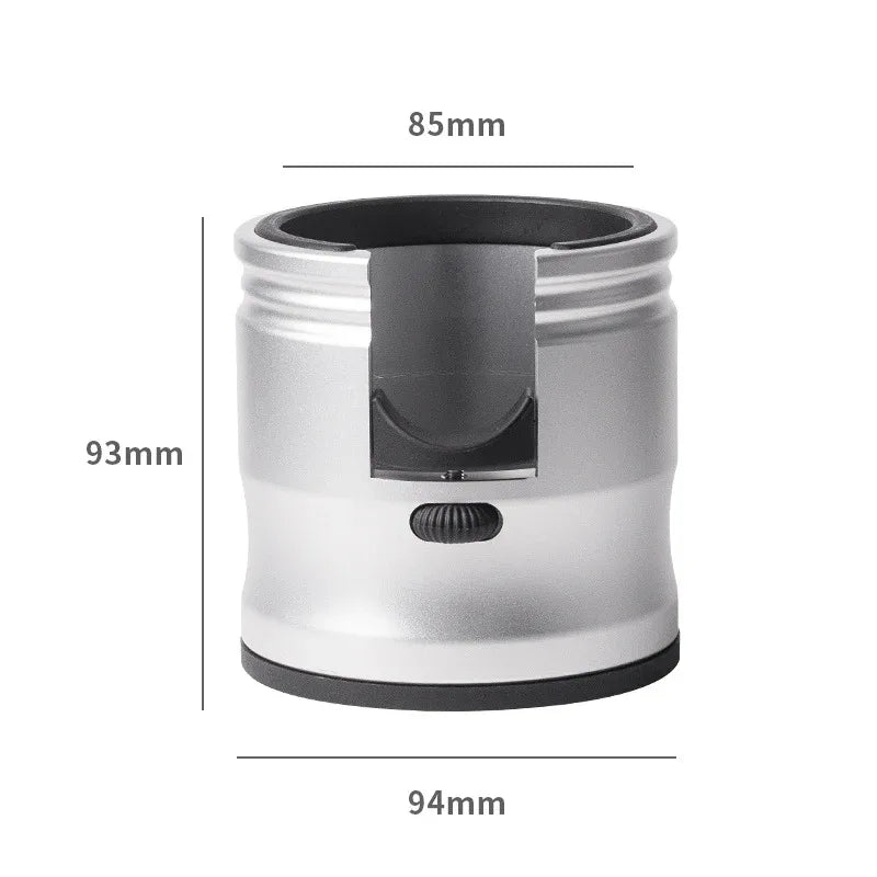 Silver Round Professional Aluminum Espresso Tamping Station - Adjustable Portafilter Holder Stand - Mekamart Australia