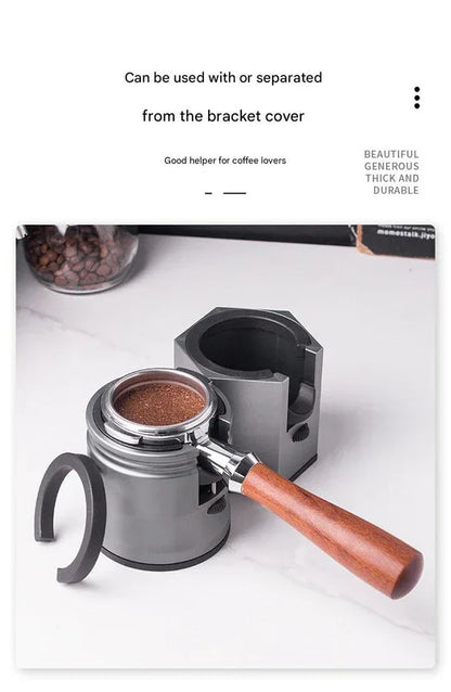 Silver Round Professional Aluminum Espresso Tamping Station - Adjustable Portafilter Holder Stand - Mekamart Australia