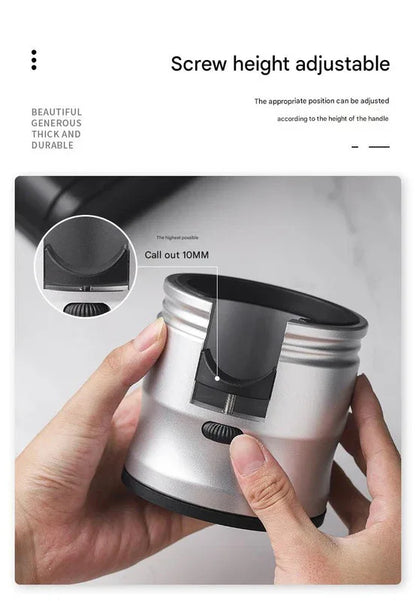Silver Round Professional Aluminum Espresso Tamping Station - Adjustable Portafilter Holder Stand - Mekamart Australia