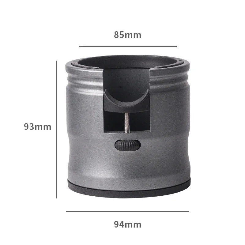 Dark Grey Round Professional Aluminum Espresso Tamping Station - Adjustable Portafilter Holder Stand - Mekamart Australia