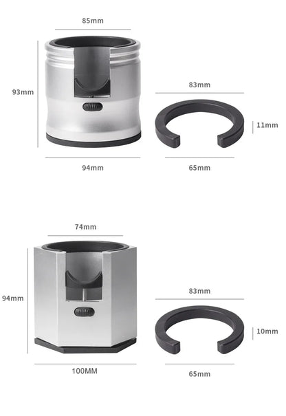 Dark Grey Round Professional Aluminum Espresso Tamping Station - Adjustable Portafilter Holder Stand - Mekamart Australia