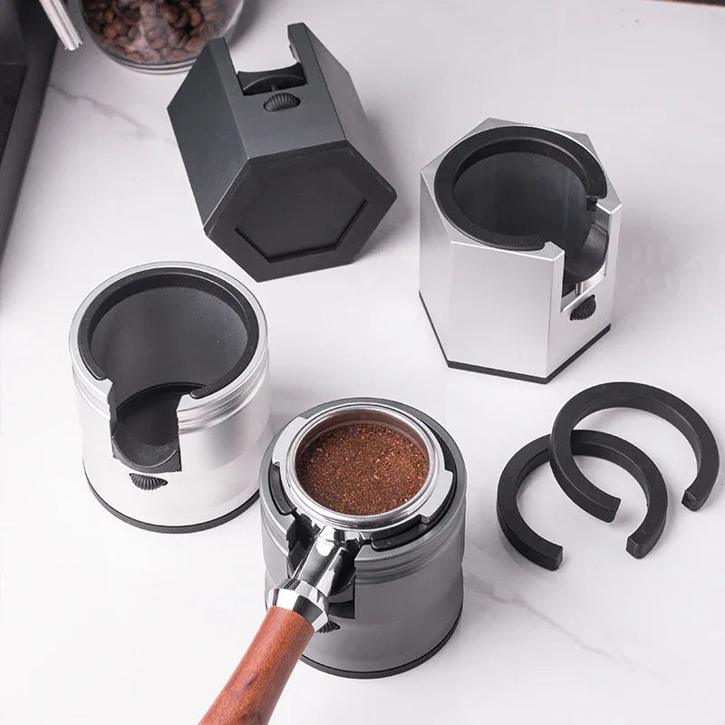 Dark Grey Diamond Professional Aluminum Espresso Tamping Station - Adjustable Portafilter Holder Stand - Mekamart Australia