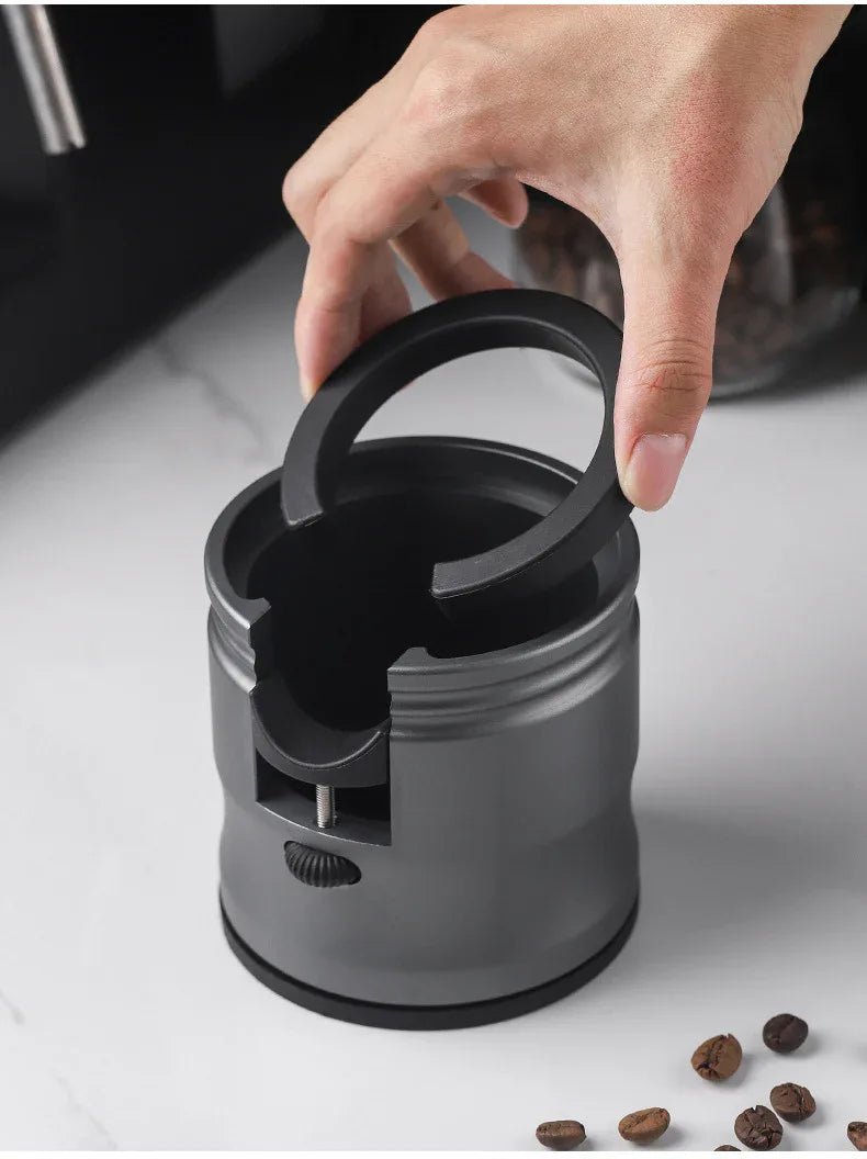 Dark Grey Diamond Professional Aluminum Espresso Tamping Station - Adjustable Portafilter Holder Stand - Mekamart Australia