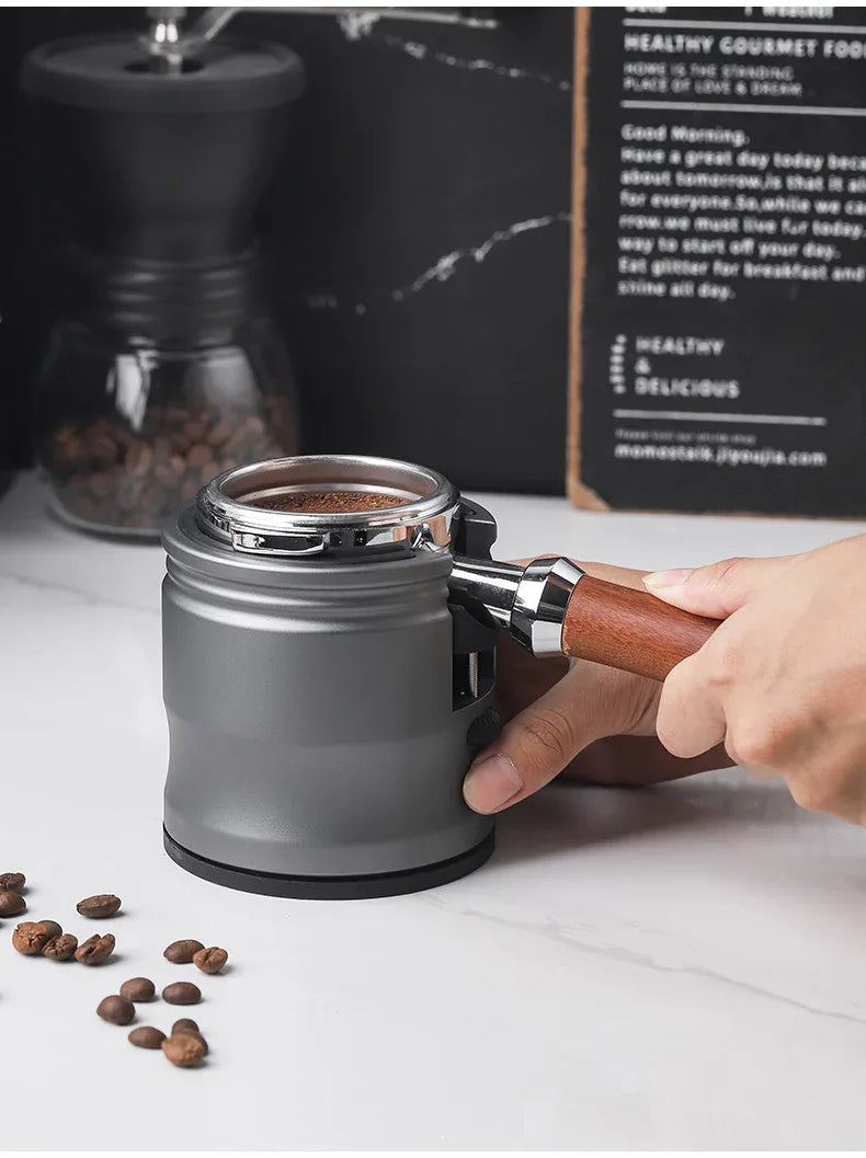 Dark Grey Diamond Professional Aluminum Espresso Tamping Station - Adjustable Portafilter Holder Stand - Mekamart Australia