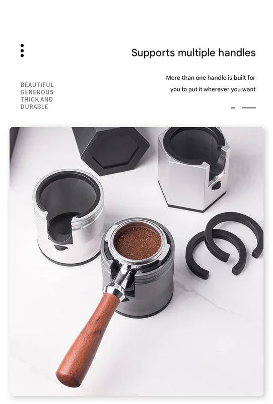 Dark Grey Diamond Professional Aluminum Espresso Tamping Station - Adjustable Portafilter Holder Stand - Mekamart Australia