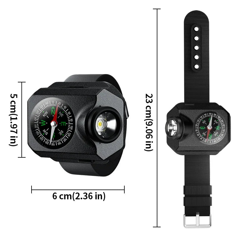 XPG Wrist Light for Outdoor Camping - Rechargeable LED Running Light with Compass and Watch for Survival and Adventure - Mekamart Australia