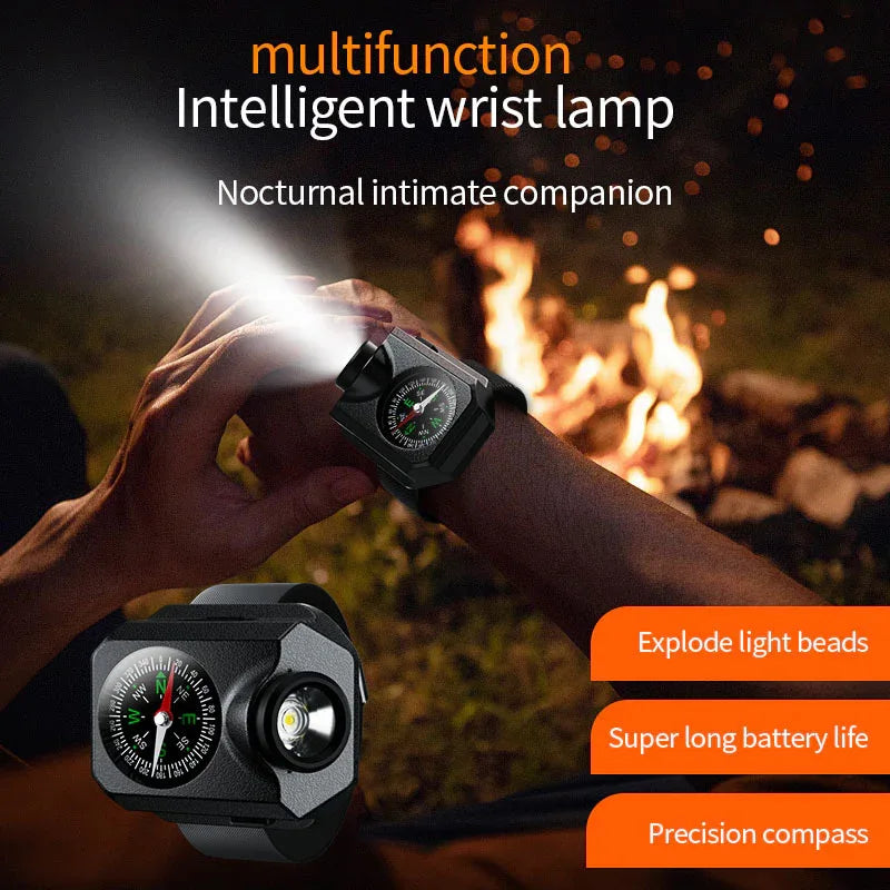 XPG Wrist Light for Outdoor Camping - Rechargeable LED Running Light with Compass and Watch for Survival and Adventure - Mekamart Australia