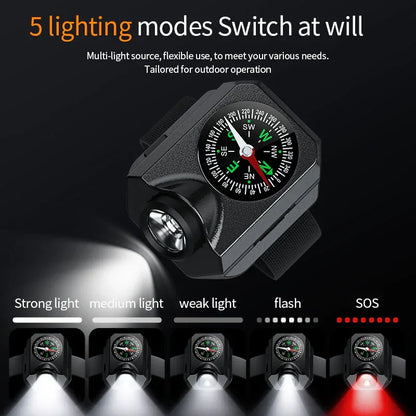 XPG Wrist Light for Outdoor Camping - Rechargeable LED Running Light with Compass and Watch for Survival and Adventure - Mekamart Australia