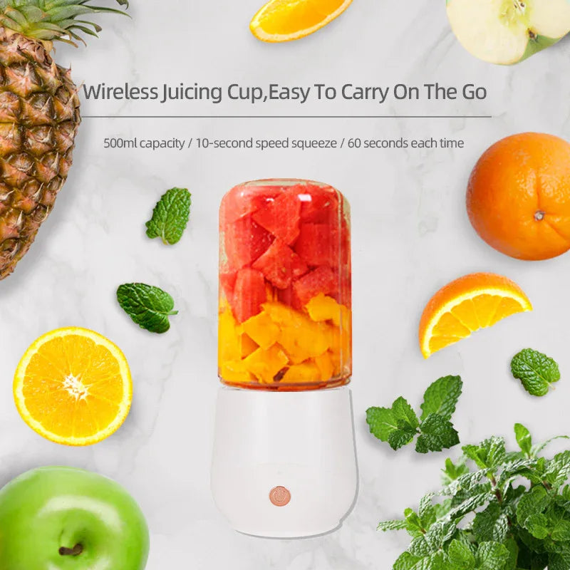 Light Green Compact Portable Blender - USB Rechargeable Mini Juicer Cup with 4 Blades - Mekamart Australia