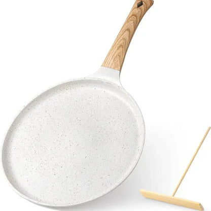White 20cm Non-Stick Crepe Pan - Versatile Flat Skillet for Pancakes, Omelettes & Tortillas - Mekamart Australia