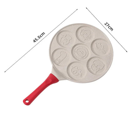 Black Flat 7-hole + Black Handle (Gas Model) Non-Stick Pancake Pan - 7-Hole Fun Shapes Breakfast Griddle (27cm) - Mekamart Australia