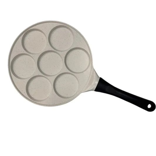 Beige Flat 7-hole + Black Handle (Gas Model) Non-Stick Pancake Pan - 7-Hole Fun Shapes Breakfast Griddle (27cm) - Mekamart Australia
