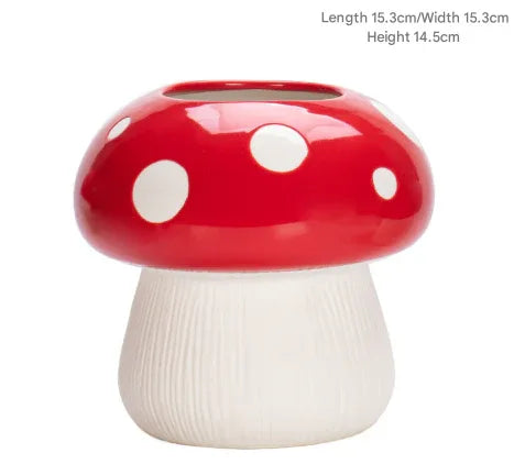 Big Size Red Whimsical Ceramic Mushroom Vase - Decorative Floral & Hydroponic Planter - Mekamart Australia