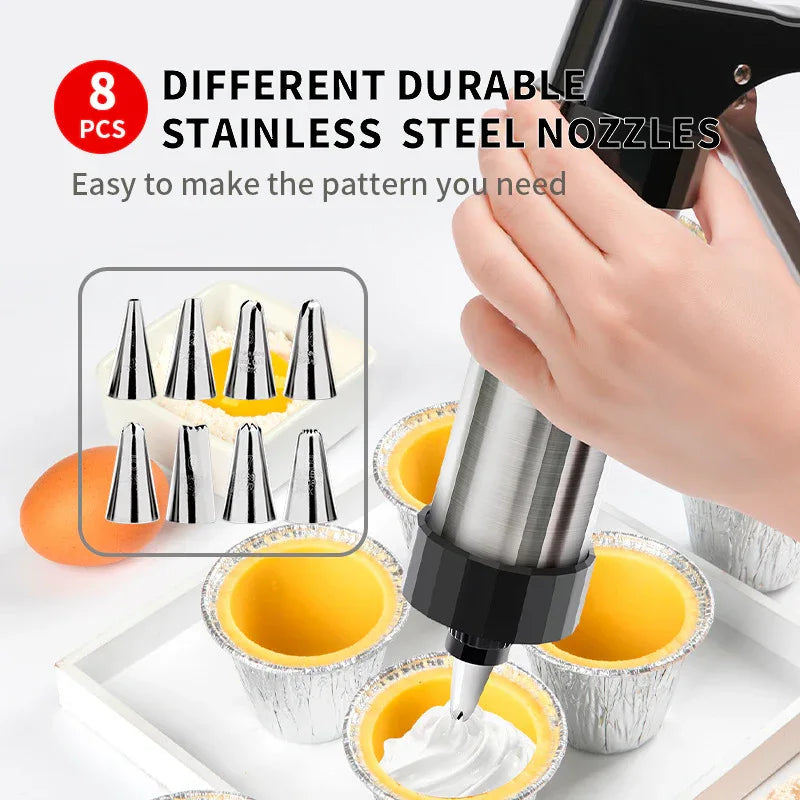 Black Deluxe Cookie Press & Icing Gun Set - 13 Discs & Multiple Nozzles for Baking & Decorating - Mekamart Australia