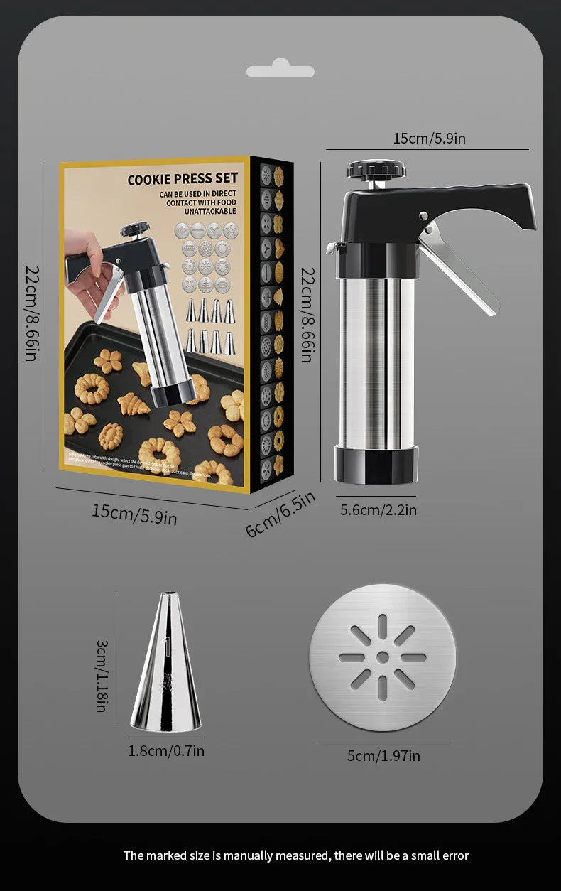 Black Deluxe Cookie Press & Icing Gun Set - 13 Discs & Multiple Nozzles for Baking & Decorating - Mekamart Australia