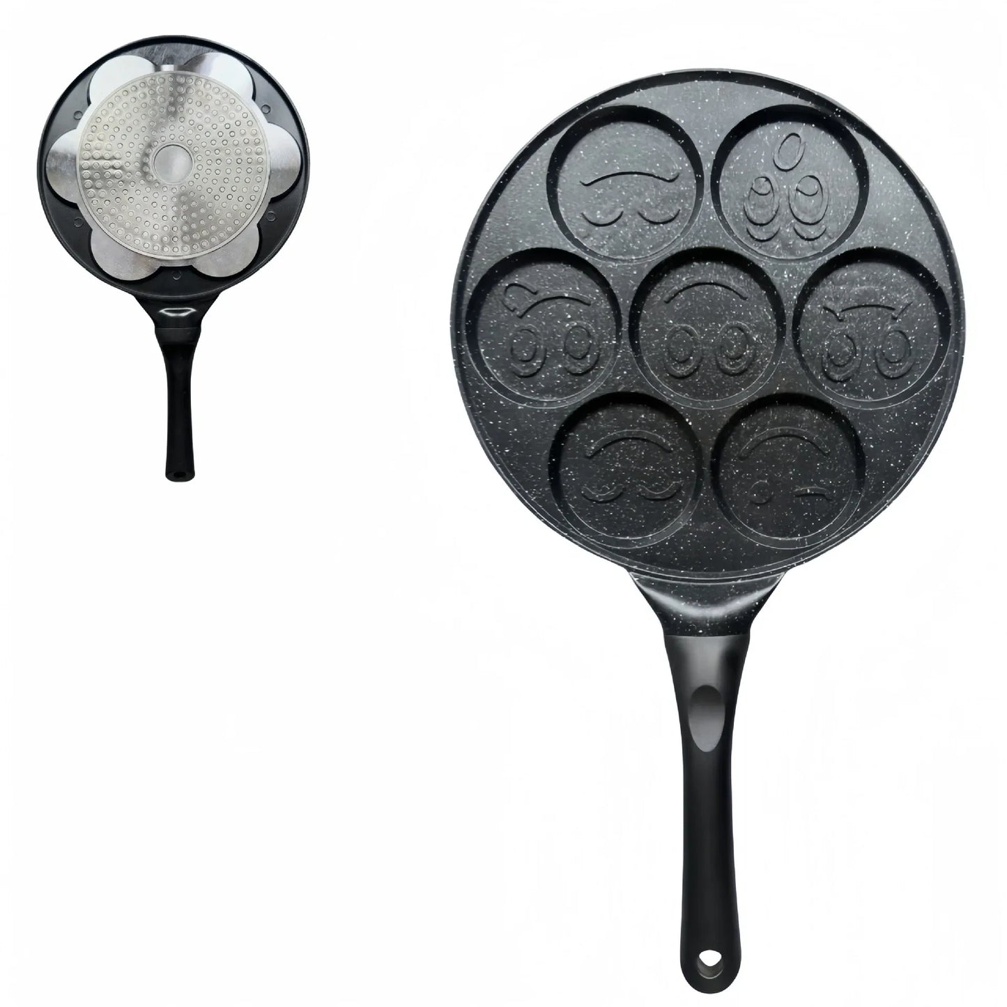 Black Smiley Versatile Non-Stick Frying Pan (27cm) - Induction Ready Skillet for Everyday Cooking - Mekamart Australia