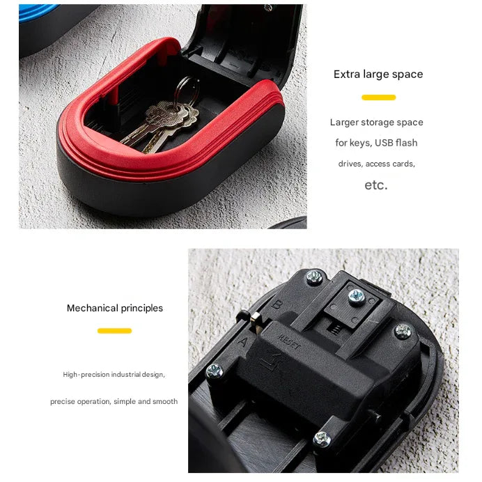 Blue 3PCS Wall Mount Plastic Combination Key Lock Box - Secure Key Safe Storage Box - Mekamart Australia