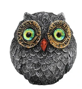 3Pcs Green Small Decorative Resin Owl Figurine - Textured Statue with Blue Eyes - Mekamart Australia