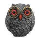 3Pcs Red Small Decorative Resin Owl Figurine - Textured Statue with Blue Eyes - Mekamart Australia
