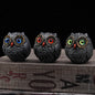 Set of Three Groups of Three Colors Small Decorative Resin Owl Figurine - Textured Statue with Blue Eyes(Blue, Green, Red) - Mekamart Australia