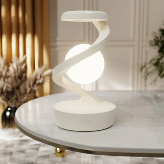 White Modern Levitating LED Desk Lamp - Spiral Design Atmosphere Light - Mekamart Australia