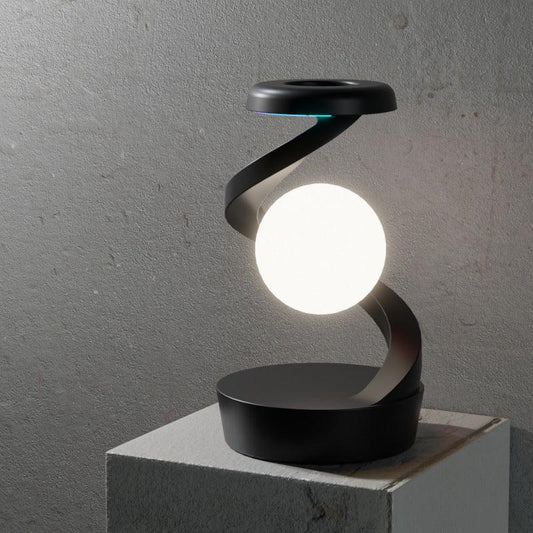 Black Modern Levitating LED Desk Lamp - Spiral Design Atmosphere Light - Mekamart Australia