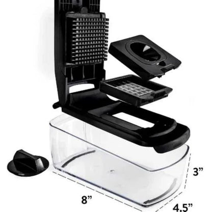 18-Piece Multi-Function Vegetable Chopper, Rotary Grater, Spiralizer and Slicer for Home Kitchen (All Black) - Mekamart Australia