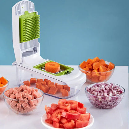 18-Piece Multi-Function Vegetable Chopper, Rotary Grater, Spiralizer and Slicer for Home Kitchen (Black and white) - Mekamart Australia